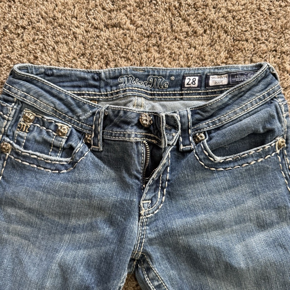 Miss Me Women's JE5075-2X Embellished Bootcut Jeans Size 28 Inseam 35 Palm Hill